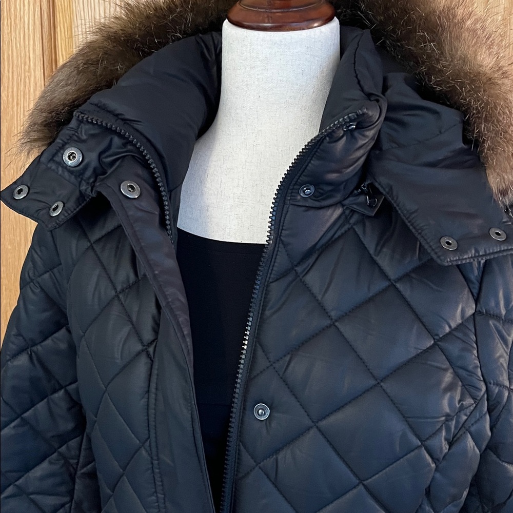 Joules Padded Long Puffer Coat with Faux Fur Accent - Picture 4 of 10
